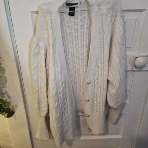 Women's White Cable Knit Sweater